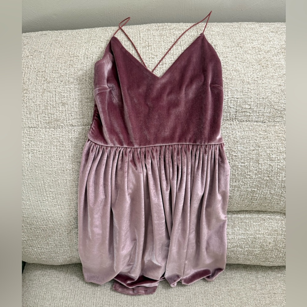 Velvet Blush Pink Spaghetti Strap Dress